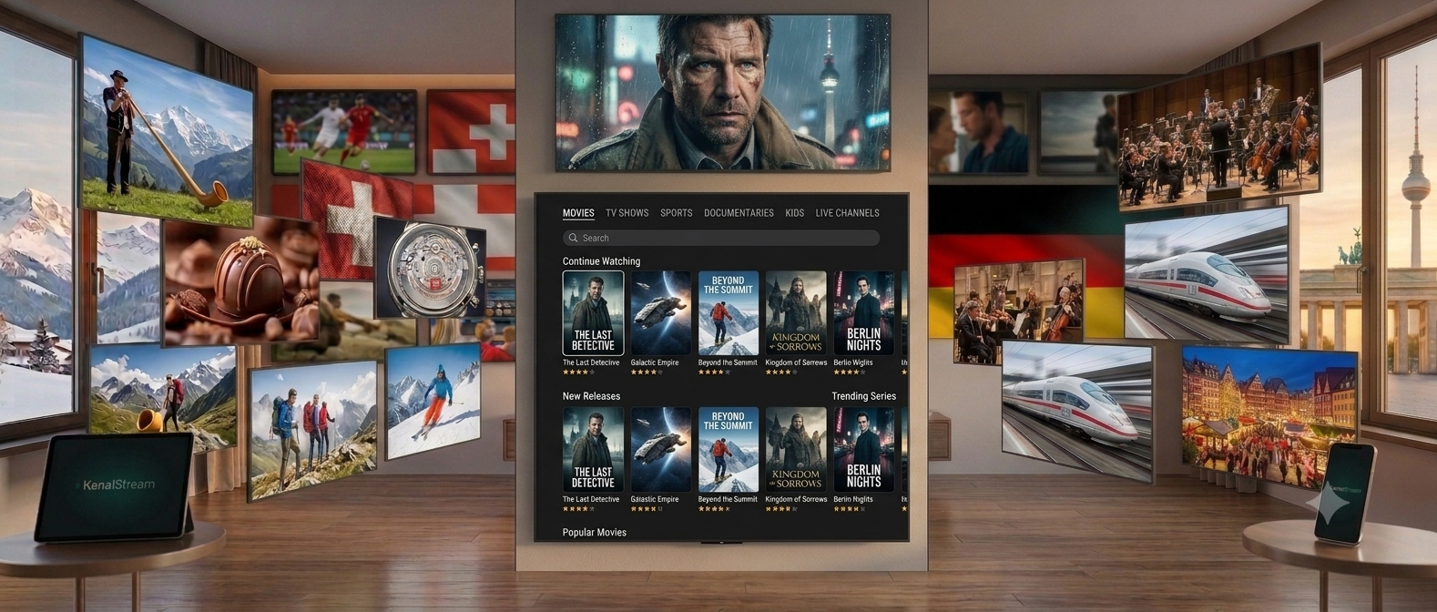KanalStream IPTV Premium Content Library Background